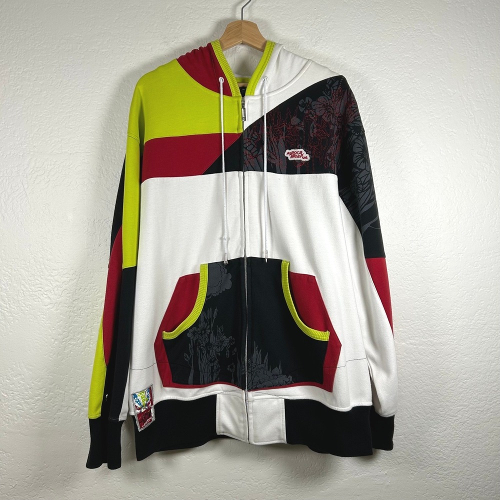 Rocawear Full Zip Hoodie Multi Colorblock Floralβ Graphic Y2K Size L